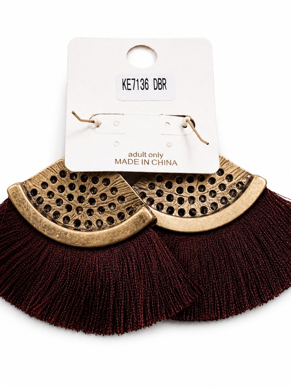 Women's Fringe Drop Earrings with Animal Print Accent - Picture 5 of 5